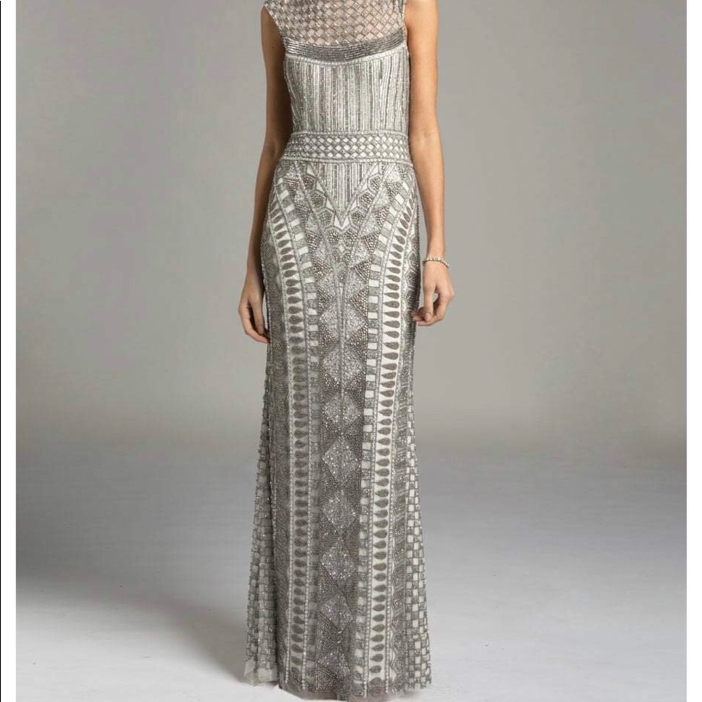Lara Beaded Gown silver size 12